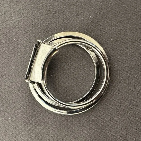 Vintage Silver-tone Scarf Clip Round Circles - Picture 2 of 4